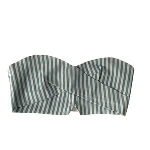 Akira Chicago Bandeau Top Womens M Blue White Excellent Striped Crossover Crop